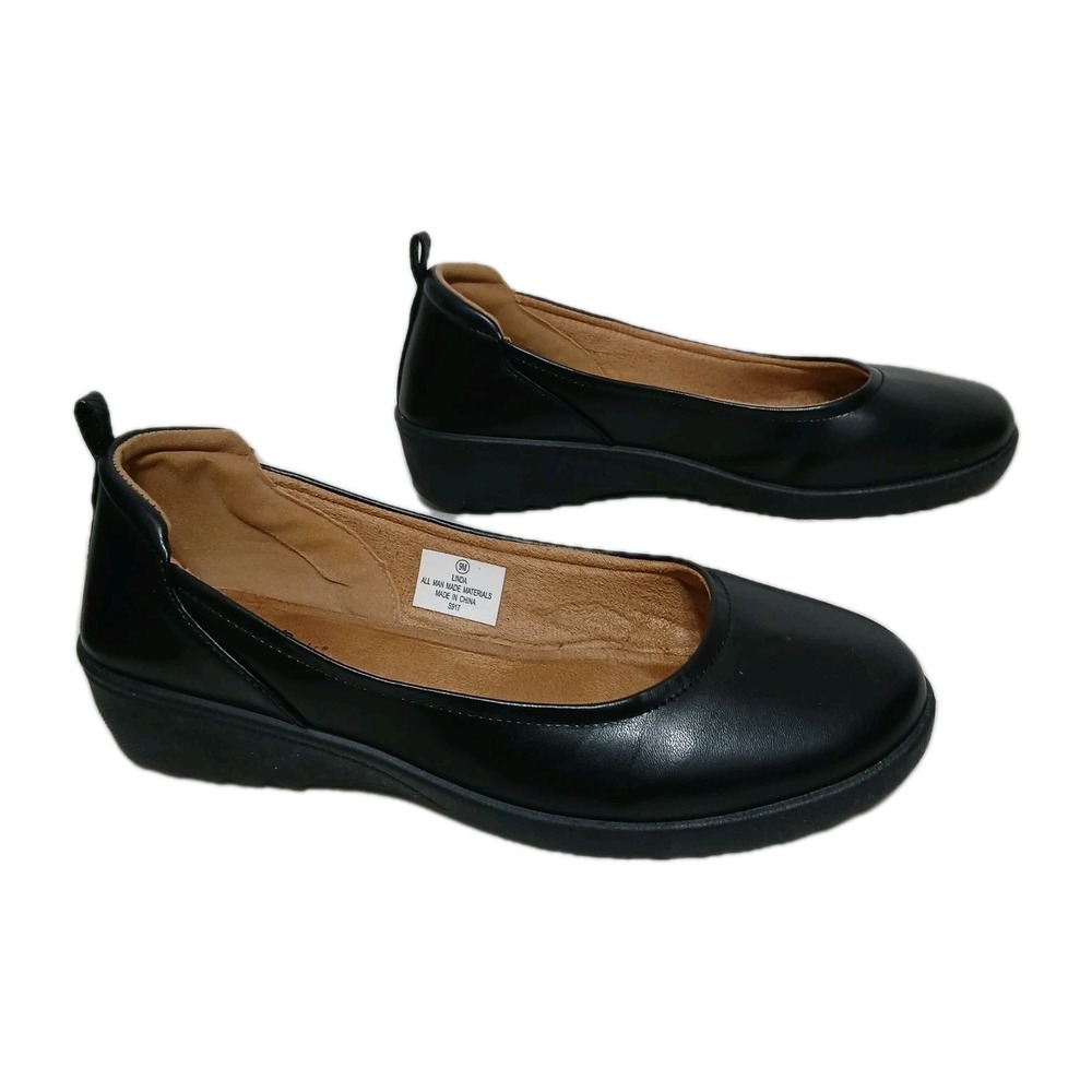 Coral Bay Linda Comfort Shoes 9M Black S917 Women Memory Foam Slip On Cushion